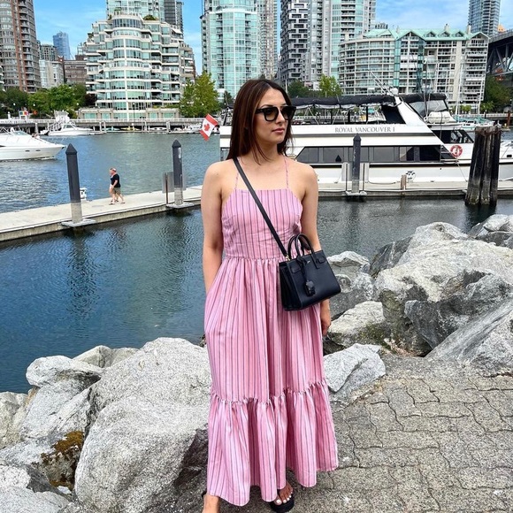 💗SALE💗 Zara Pink Striped Strappy Maxi Poplin Dress - Picture 16 of 17